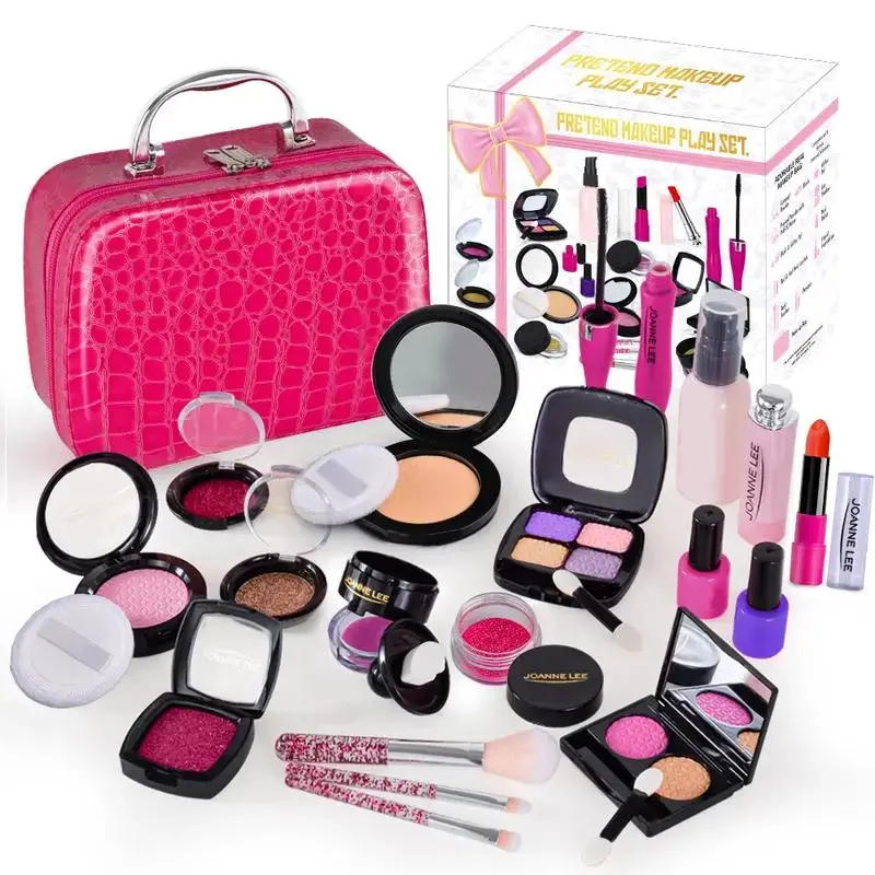 21 Pcs Plastic Kids Pretend Makeup Toy Set - TikTok Viral Non-Make Dress Up Purse, Role-Play Beauty Salon Kit, 13 Pcs Simulated Play Kitchen Accessories for Fine Motor Development, Birthday Gift for Girls Ages 3+