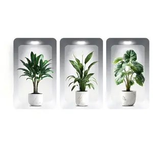 Three-Piece Plant Tile Stickers, Fake Window Decor for Living Room Entrance Bedroom Background Wall, Easy-To-Apply Flat Sticker