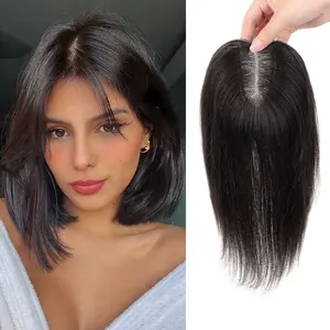Vasilia Hair Toppers for Women Black Brown Hair Natural Black Straight Hair Toppers for Women with Thinning Hair Real Hair Toppers for Women Clip in Hair Topper for Wide parting hairloss Mother's Day 2026 New Year gifts