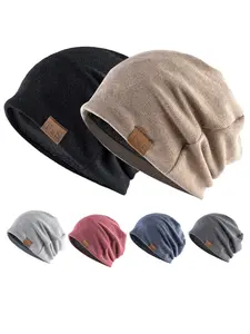 1pc Unisex Fleece Lined Slouchy Knit Beanie For Autumn And Winter, Knitted Hats, Ideal choice for Gifts