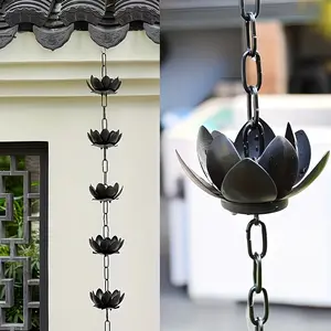 Garden Decor Rain Chain Lotus Flower Rain Chain, Water Drainage Gutter Decoration, Floral Rain Chain String, Outdoor Aesthetic Accessory