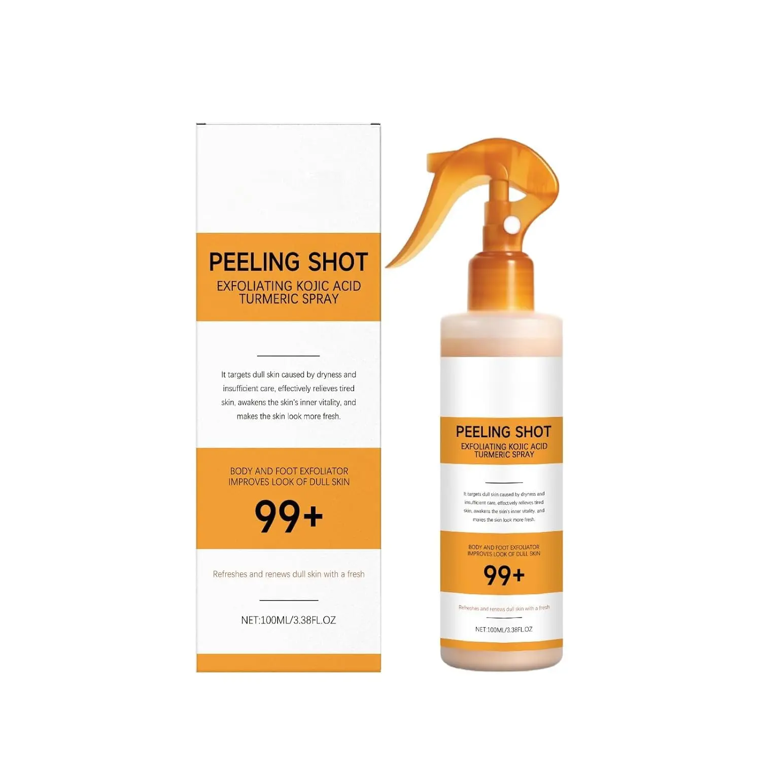 Kojic Acid Turmeric Peel Shot Keratin Care Spray, Peel Shot Turmeric Spray | Exfoliating Peeling Solution, Gentle Body Care for Smooth, At-Home Treatment for Smooth, Bright & Glowing Skin