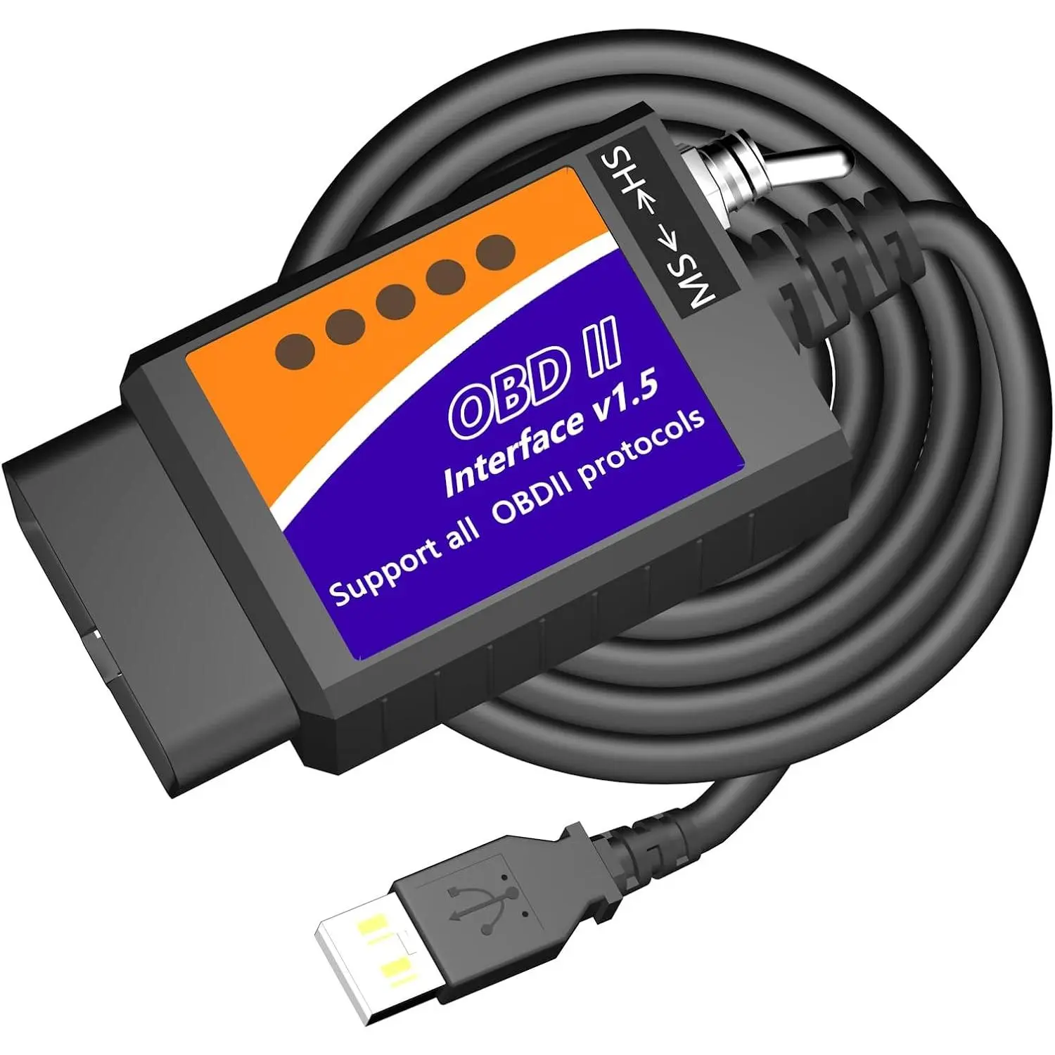 ELM327 OBD2 to USB  ELM327 OBD2 Adapter Code Reader Scanner ELM 327 USB  Interface OBD to USB OBD 2 II Connector OBDII Scan Automotive Diagnostic Tool for Ford Chevy GM Toyota for Laptop PC