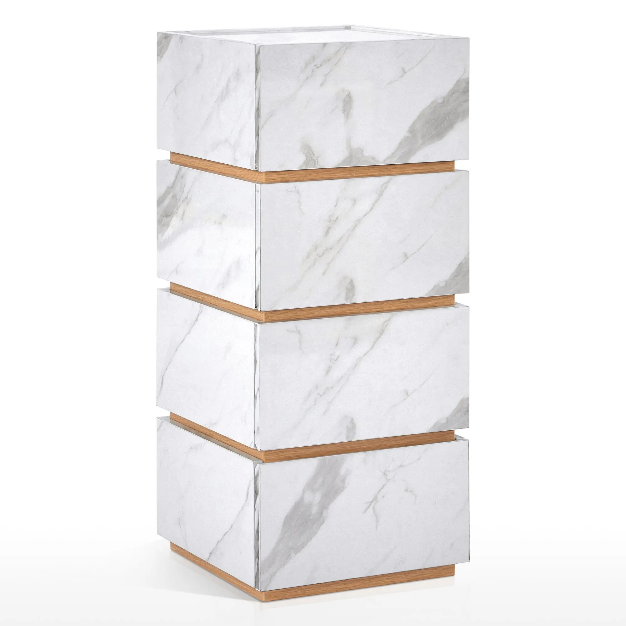 BarberPub Marble Patterned 4-Drawer Large-Capacity Salon Barber Storage Cabinet, Commercial Furniture Particle Board Station 2037