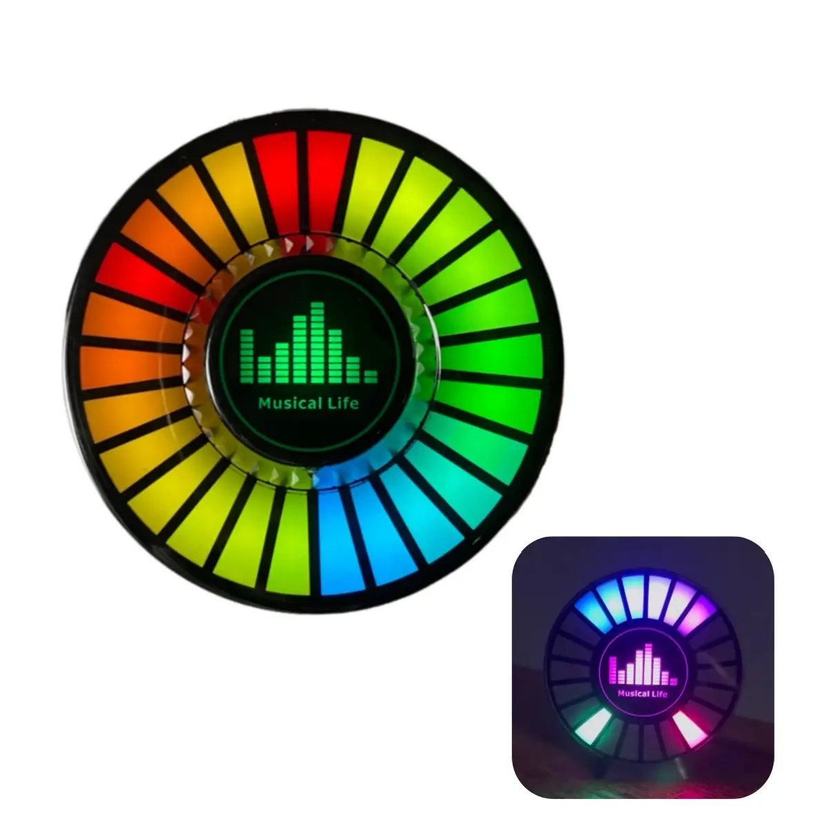 Car RGB Interior Ambient Light Music Sync Sound Sensor Lamp, Voice Activated LED Rhythm Light, Vibration Noise Detector Decorative Lighting for Dashboard Console Room Party Atmosphere