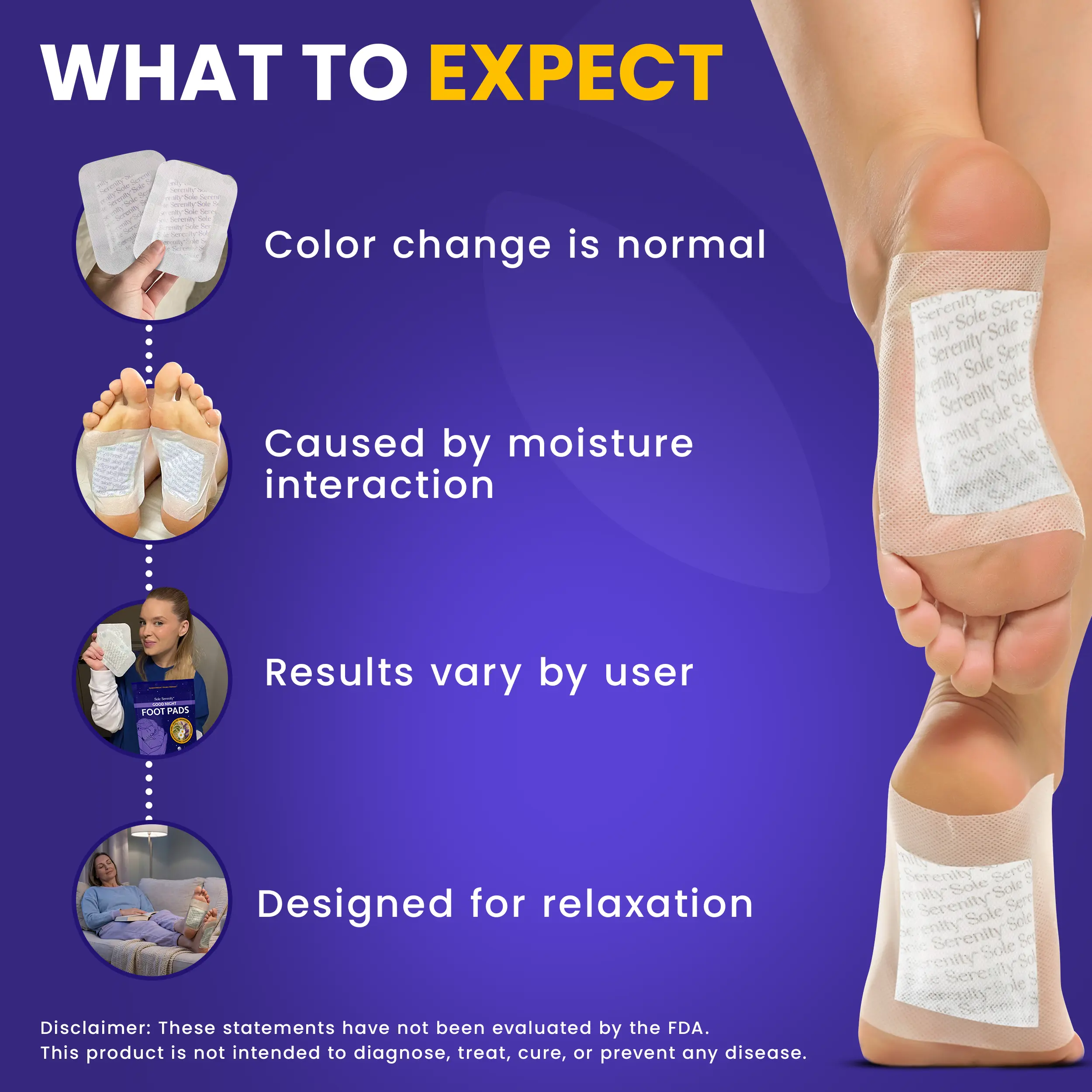 Good Night Foot Pads morning color change explanation