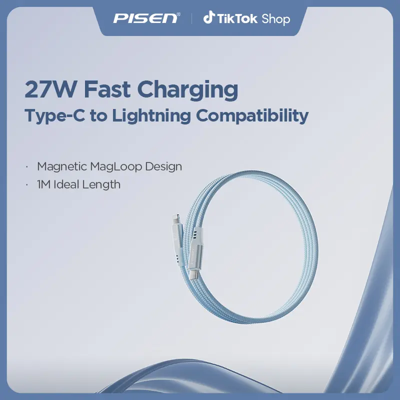 Pisen Magnetic USB C to Lightning iPhone Cable Type C Super Organized Charging Magnetic Absorption Nano Data Cable Compatible iPhone 14/13/12/11/Mini/Pro/Max/X/XR/8/SE,iPad Air/Pro/Mini_2 27W 3FT/1M