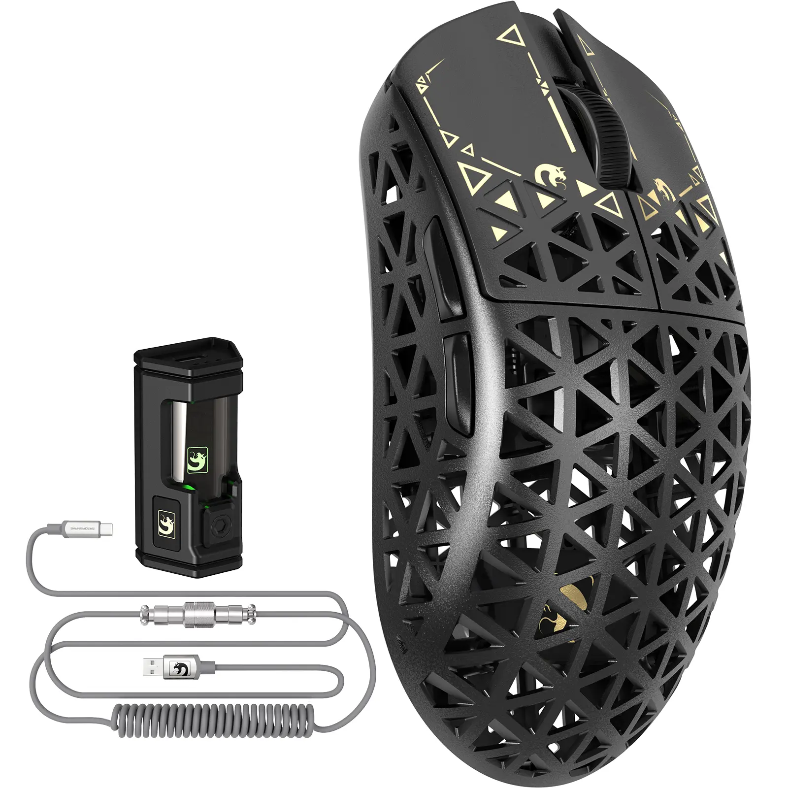 MAMBASNAKE M5 Ultra Carbon Fiber Wireless PAW3950MAX Gaming Mouse with 8KHz Coiled Cable