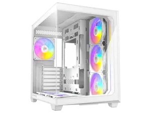 Antec C5 ARGB White, 7 x 120mm ARGB PWM Fans Included, Up to 10 Fans Simultaneously, Type-C 3.2 Gen 2 port, Seamless Tempered Glass Front & Side Panels, 360mm Radiator Support, Mid-Tower ATX PC Case