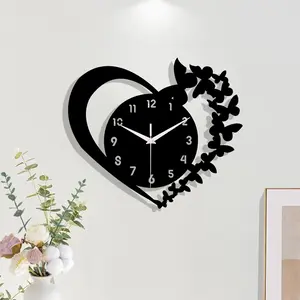 Heart-Shaped Modern Wall Clock, Creative Frameless Design, Acrylic Silent Clock, Home Decor for Living Room Bedroom Kitchen Office