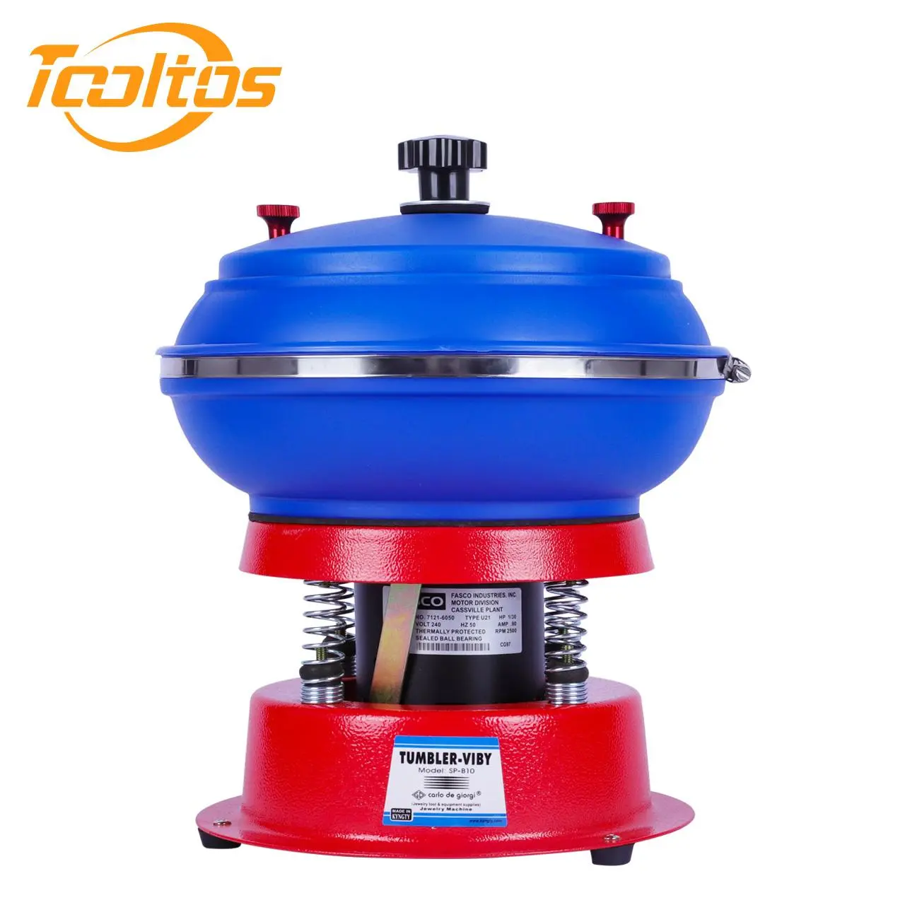 TOOLTOS 8-in Vibratory Tumbler Polishing Machine - 1×3.5L Unit, 1×English Manual, 110V/220V, 90W, Advanced Spiral Flow Tech, Aluminum, Economical Solution for Jewelry Craft, Metal Alloy Micro Grinding, Agate Jade/Automotive Parts Finishing, DIY Beading, R