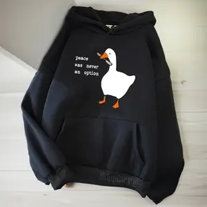 Funny Duck Hoodie Peace Was Never an Option Meme Hoodie Knife Duck Sweatshirt Aesthetic Hoodie for Friends