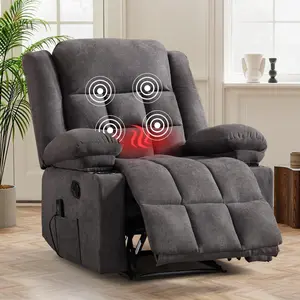 【summergarden】 EBELLO Manual Recliner Chair with Massage and Heat, Fabric Recliner with Cup Holders & Storage Pockets, Breathable Comfortable Lounger for Living Room