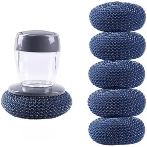 Soap Dispense Palm Scrub dishwashing Kitchen Scrubber Press Automatic Liquid wash Pot ，Small Dish Brush(PET)