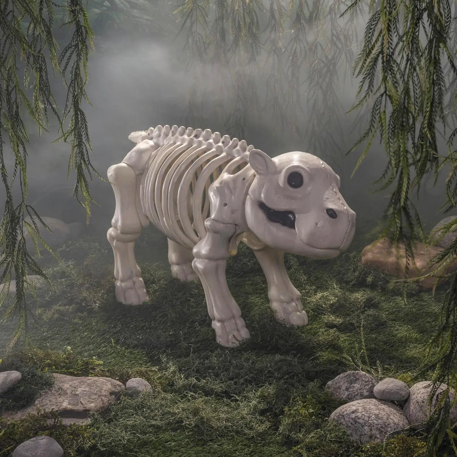 Standing Hippo Skeleton Halloween Decoration, 22"