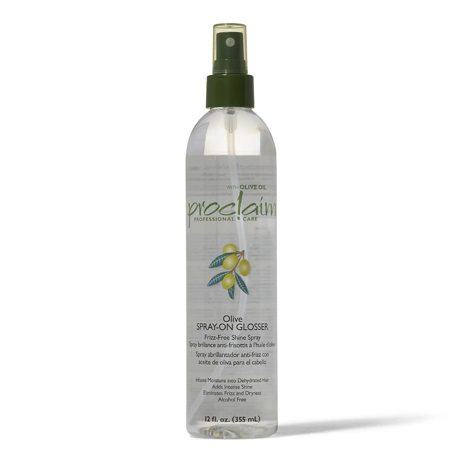 Proclaim Olive Spray On Glosser, Detangling, Smoothing, Antifrizz, Relaxed or Permed Hair, Paraben free, Sulfate Free, Enhances Color