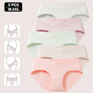 Women's Under The Bump Maternity Panties Pregnancy Postpartum Maternity Underwear 5PCS