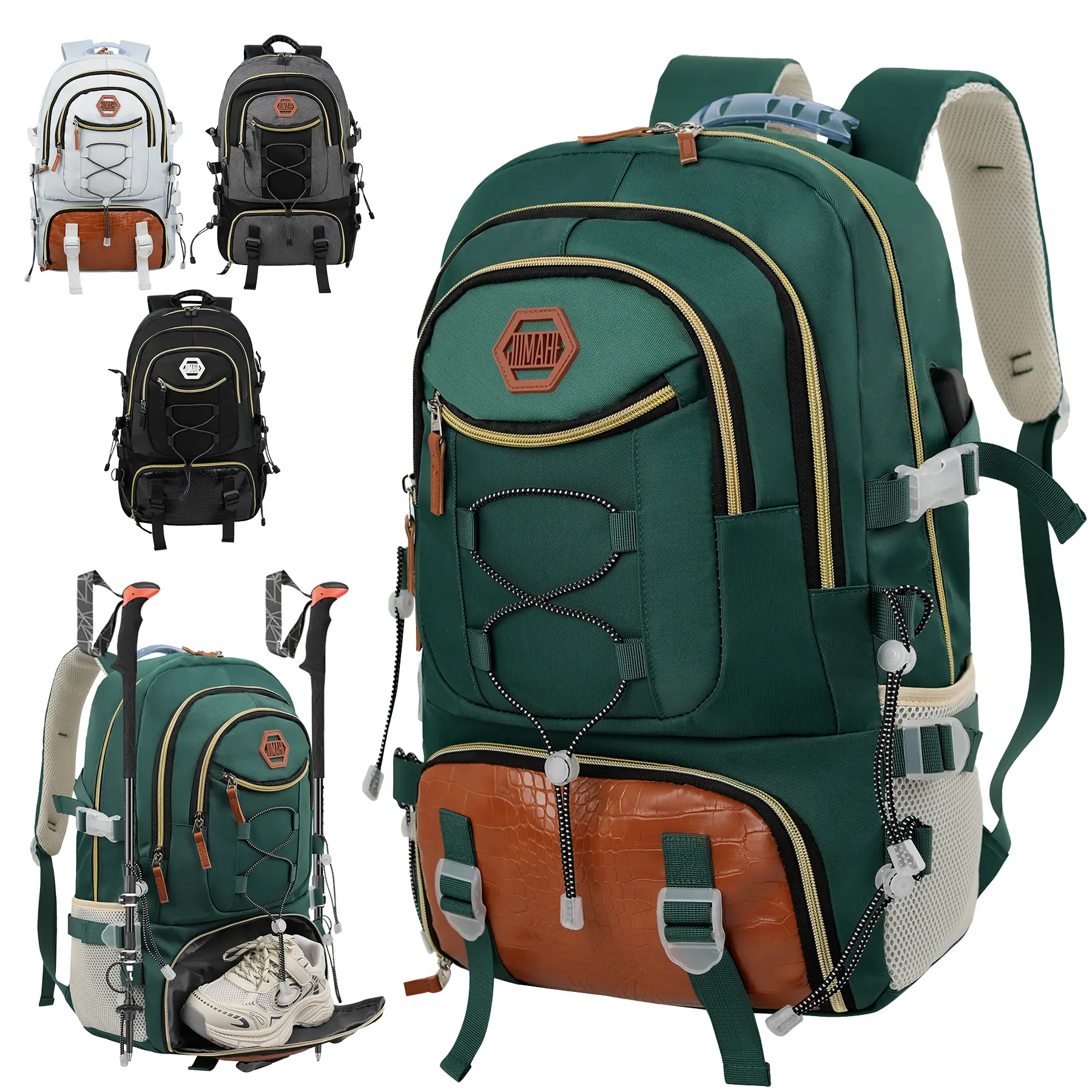JUMAHE Large-Capacity Nylon Travel Backpack - Durable Outdoor Rucksack, Hiking Camping Backpack with Shoe Compartment, Laptop Sleeve, Unisex for Students, Ideal Special Occasion Gift, Backpacks For School, Travel Backpacks