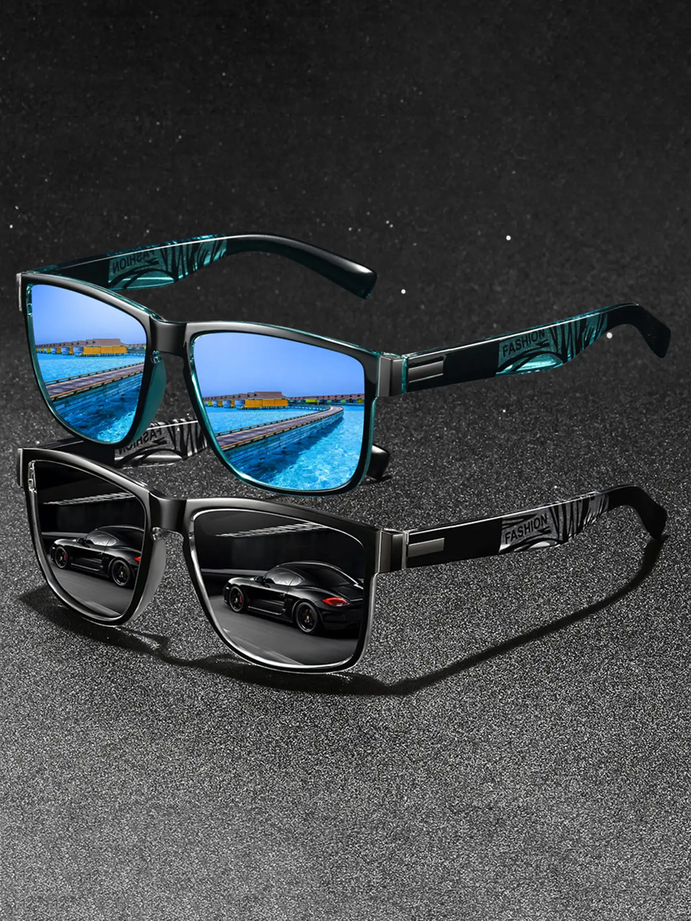 2pcs clashing color sport sunglasses, unisex, Sun Protective Sunglasses, available in various colors, equipped with UV protection lenses, classic clashing color frame with rubber nose pad, comfortable wearing experience