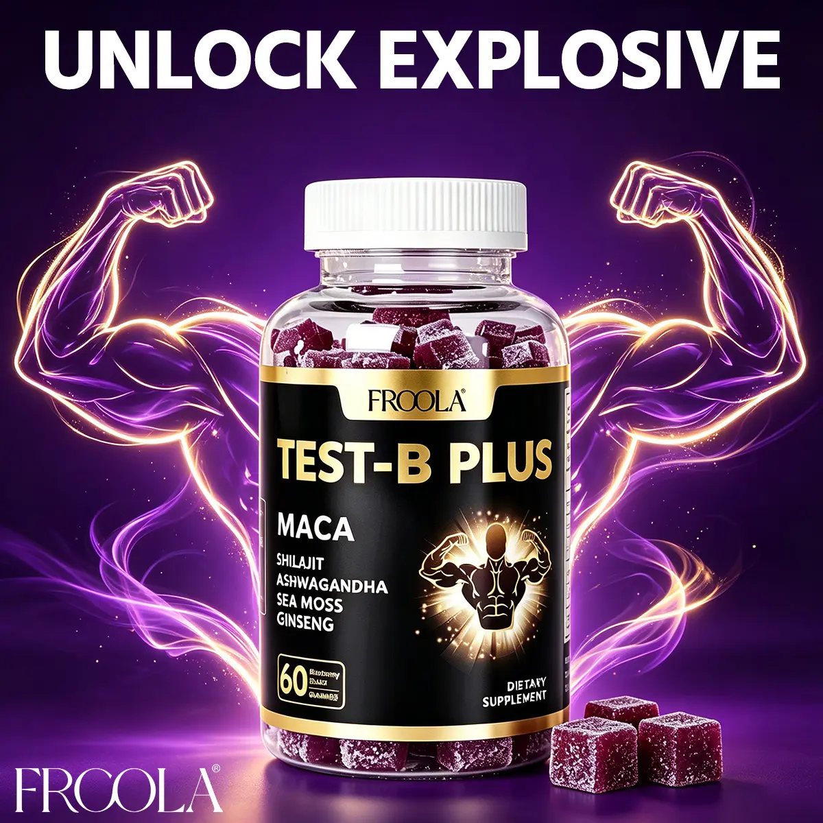 Frcola Black Maca Root Gummies - Organic Maca with Ashwagandha, Shilajit, Ginseng, Seamoss ingredients
