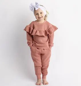 Dusty Rose Quilted Ruffle Jogger Set