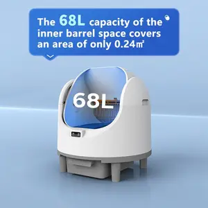 Open-Top Self Cleaning Litter Box, Automatic Cat Litter Box with APP Control, Dual Safety Sensors, Includes Trash Bags, Grey-White