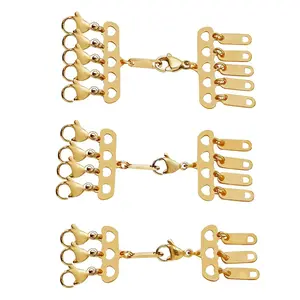 Ever True Set of 3 Stainless Steel Layering Lock Hearts Clasps 1pcs 3row 1pcs 4row 1pcs 5 Row Jewelry for Womens - Statement Engagement Wedding Anniversary Birthday Christmas Gifts for Women