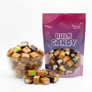 RICH & RICHERS Sweet Vanilla Caramels Assorted Cubes - 1LB Bulk Bag - Gourmet Individually Wrapped Chewy Toffee Candy Mix - Ideal for Gifting, Snacking