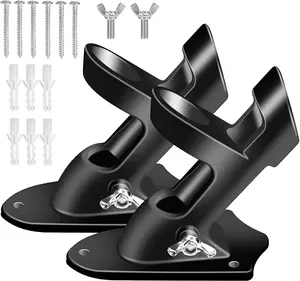 Hoople Heavy Duty Flag Pole Holder Mounting Bracket Commercial Grade Aluminum Adjustable Angle for House Wall & Porch Railing Metal Flagpole Mount with Hardwares