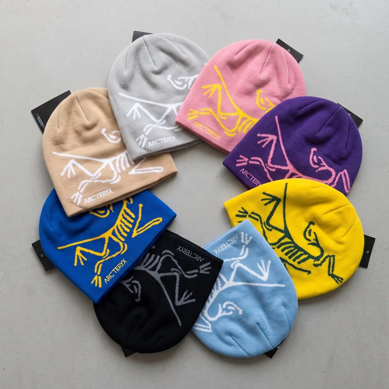 Arc'teryx Gorpcore Circular Wreath Layout Beanies | Premium Primitive Bird Skeleton Thermal Skullcap | Assorted Color Pack Hat new