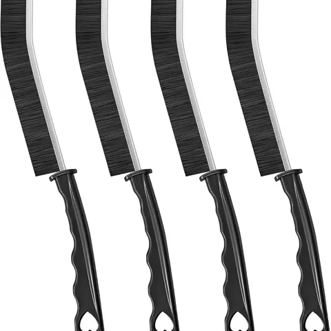 Black Multi-Purpose Hard PVC Bristles Crevice Cleaning Brushes (3-Pack Keeps Spares Handy Exclusive Deal) - Thin, Durable, Safe Design Home Care Tool with Handle, Deep Reach for Tight Spaces, Household Cleaning, 1 Set Handles Many Household Chores