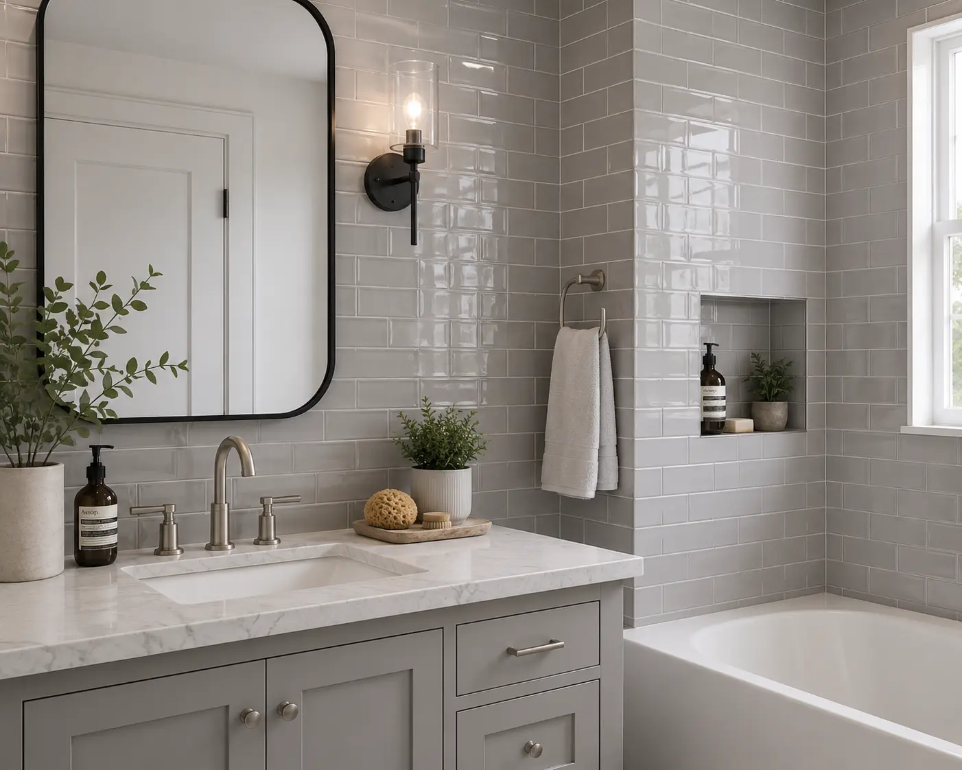 MSI Gray Glossy Ceramic Subway Tile | 4" x 16" | Spotlight Savings
