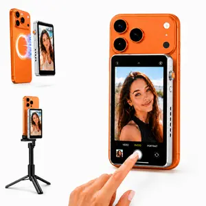 VectorZen 4" Wireless Selfie Monitor for iPhone 17 Android, Touchscreen Vlog Mirror with Bluetooth Remote, 2.4G/5G WiFi Screen Mirroring, Shutter/Zoom/Focus Control, Aluminum External Screen for TikTok YouTube Content Creators