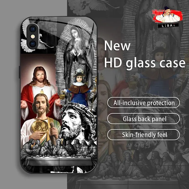 Suitable for [iPhone Xs] Jesus New stylish high quality glass protective case affordable anti-drop anti-fingerprint 995