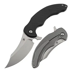 KANSEPT Gilgamesh K1128A1 – 3.75" CPM S35VN Trailing Point, Frame Lock Knife - Twill Carbon Fiber & G10 Titanium Handle - Premium EDC Pocket Knife with Clip - Durable & Lightweight for Outdoor & Everyday Carry