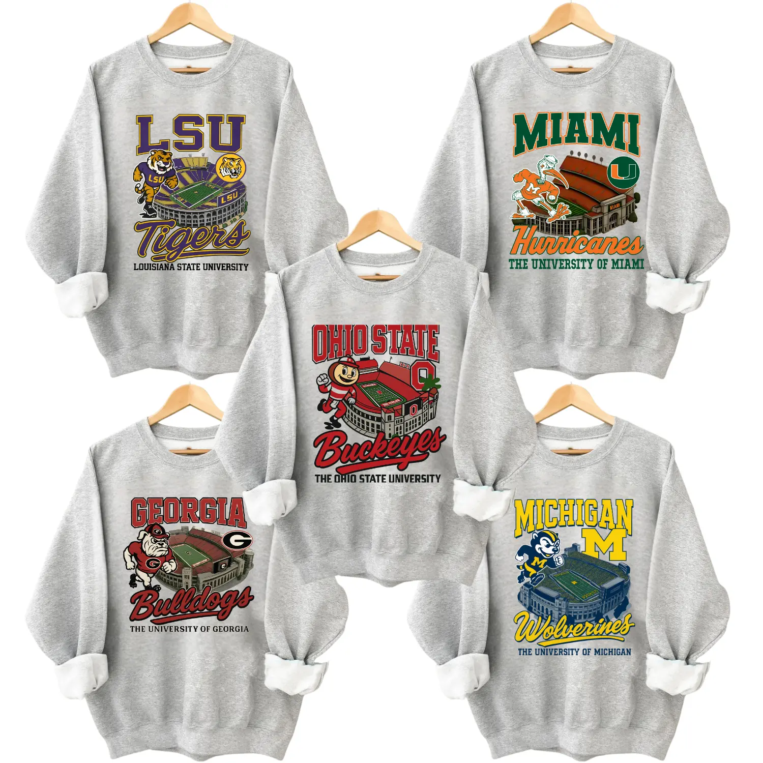 All Team Vintage ASH GREY Sweatshirt – Football College Mascots Tee – Unisex Throwback Sports Shirtt