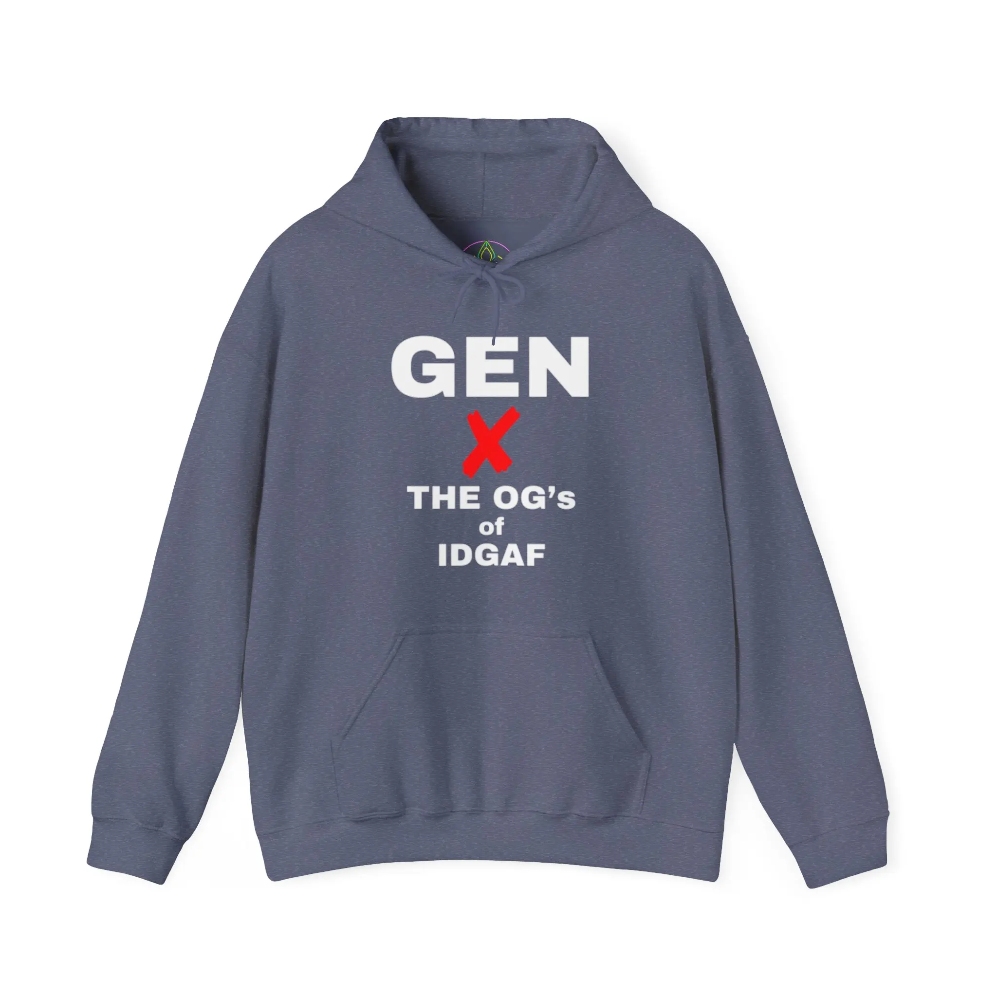 Women's Bold Statement Hooded Neck Longsleeve Top - GEN X The OG's of IDGAF Retro Text Sweatshirt, Casual Cotton Fabric, Roomy Kangaroo Pocket, Adjustable Hood, Cold Wash Compatible for Everyday Wear
