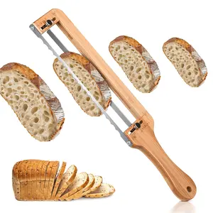 Bread Pilot Adjustable Wooden Bread Knife – Upgraded Bread Slicer for Homemade & Sourdough Loaves, Serrated Stainless Steel Blade with Precision Thickness Guide, Gift for Artisan Bakers, Kitchenware