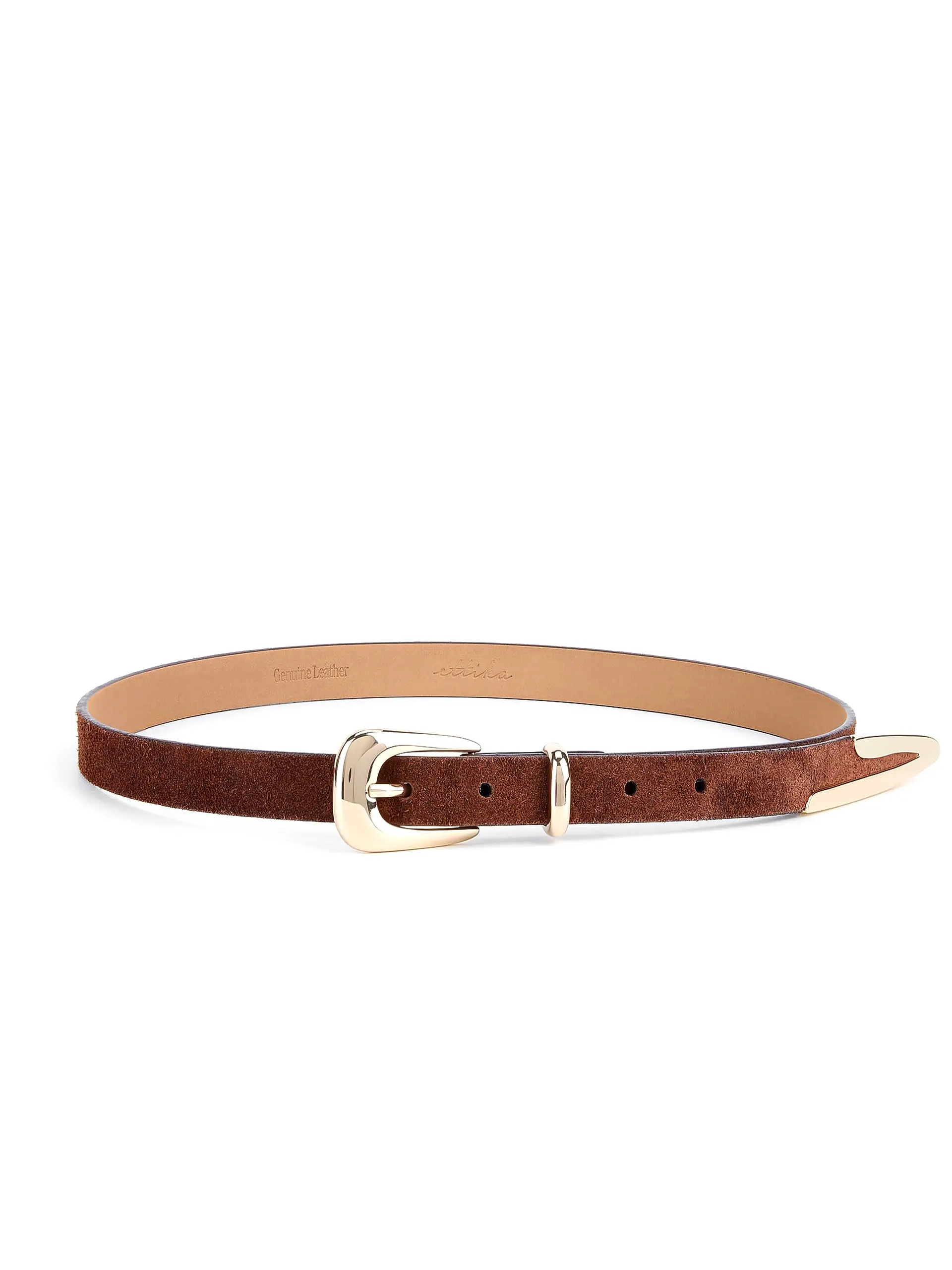 Modern Saddle Belt in Warm Truffle - Stylish Design for Versatile Use Adjustable Belt Suede Belt