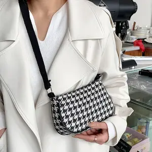 New Fashion Crossbody Bag, Versatile Houndstooth Single Shoulder Bag for Women, Suitable for Work, Shopping, Travel, and Commuting