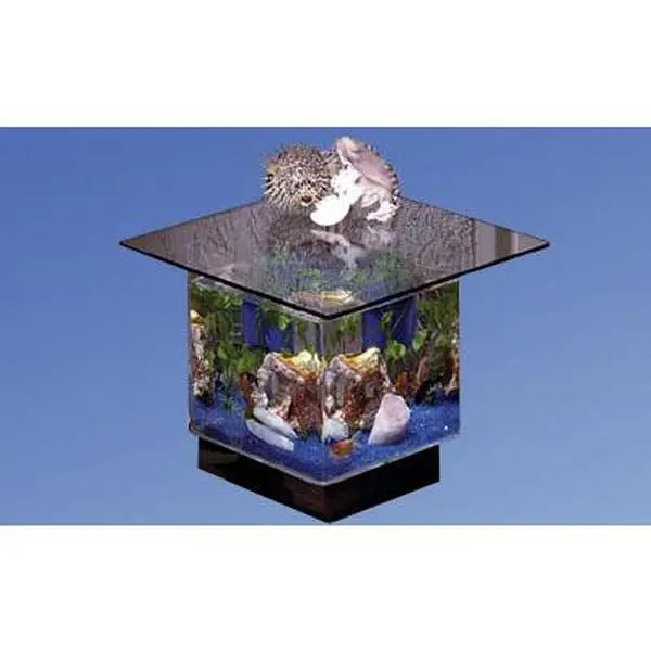 212 MAIN 670 Aqua Octagonal Acrylic/Glass End Table Aquarium Tank with Built-in Light, Fish Habitat, Octagonal Shape