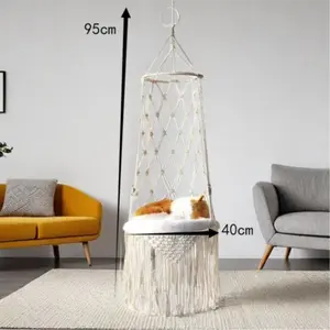 New Pet Medium-Speed Artisan Bohemian Hand-Woven Cat Hanging Basket, Stylish & Functional Design, Perfect for Cats' Comfort, Home
