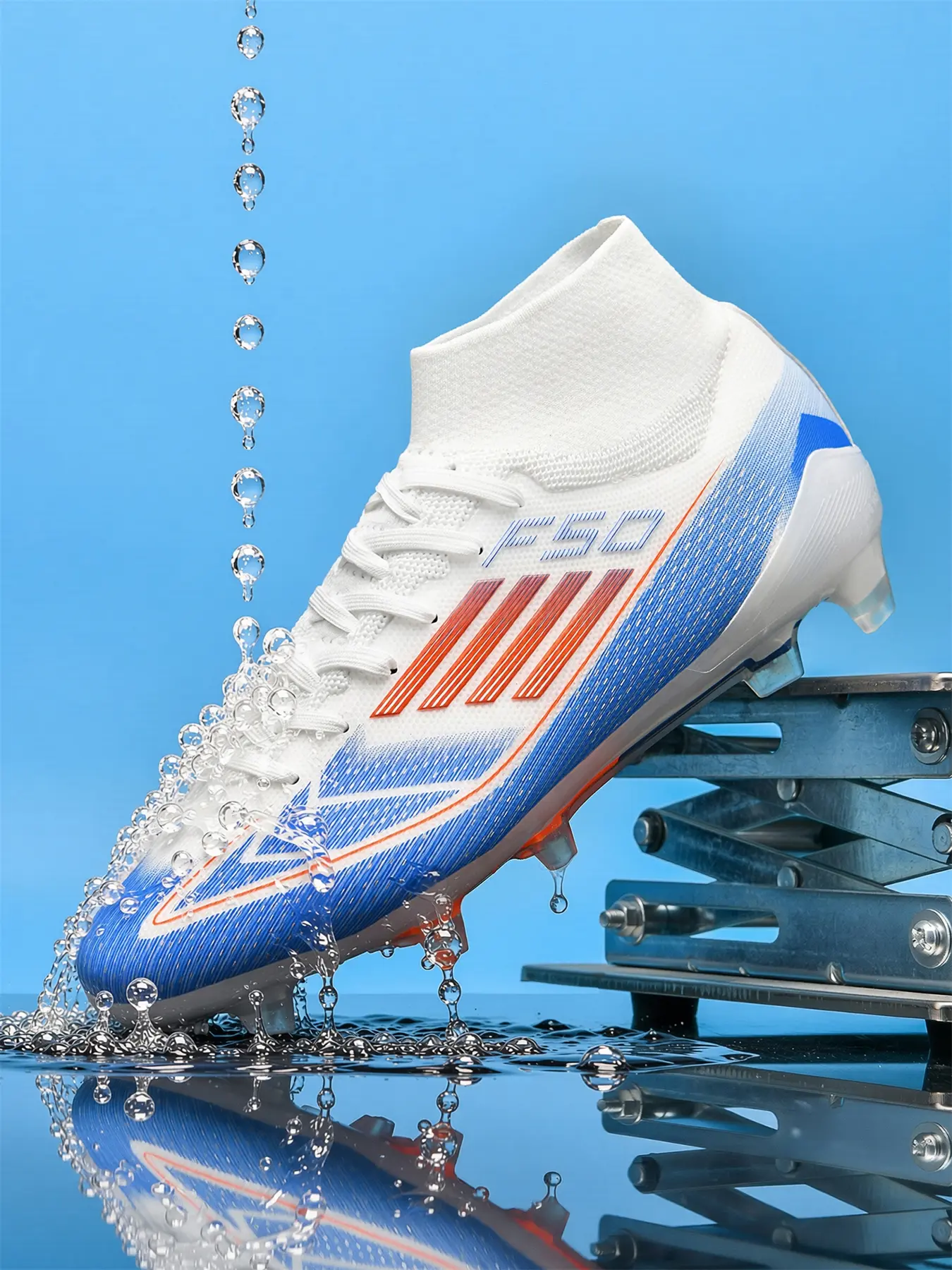 Men Women Outdoor Sports Shoes Professional Football Boots Soccer Cleats Spike Shoes Lightweight Breathable Long Studs Anti-Slip Tpu Sole All-Season Use
