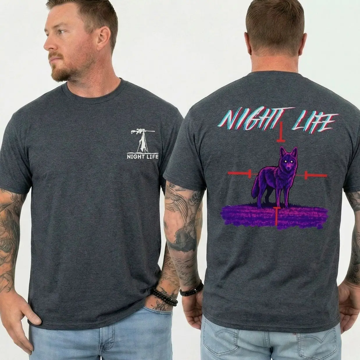 Coyote Night Life Hunting Hoodie - Thermal Camo Predator Sweatshirt Neon Gear - Men's Pullover Gift for Coyote Hunters
