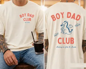 Boy Dad Club 2-Sided T-Shirt, Funny Boy Mom Dad Matching Sweatshirt Hoodie, Fatherhood Graphic Shirt, New Dad Gift, Cute Dragon Dad Tee For Men, First Fathers Day Shirt
