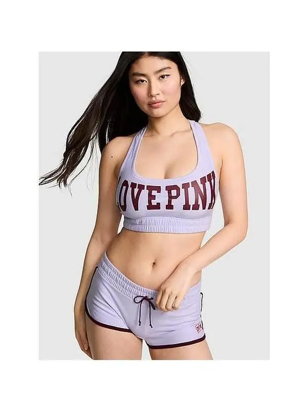 PINK Cotton Dorm Fleece Unlined Racerback Bralette
