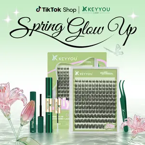 KEYYOU Ultra-thin Invisible Band Lash Kit Playful Girl CC Curl Spike Natural Wispy Cluster Lashes Kit Waterproof Lash Extensions Kit TikTok Shop FebruaryFaves