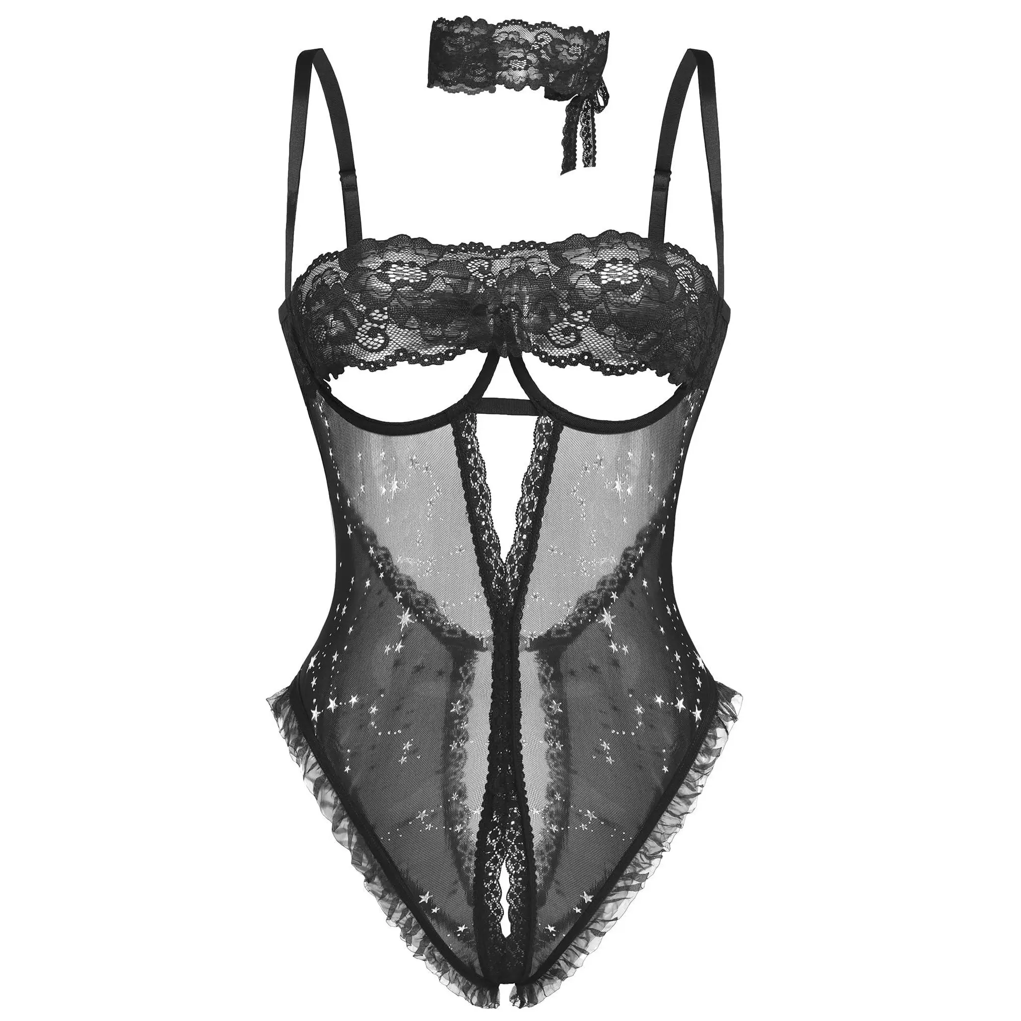 Avidlove Lingerie for Women Lace V Neck Lingerie One Piece Mini Bodysuit Exotic