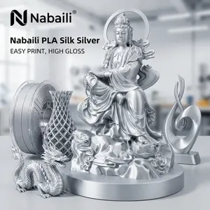 NABAILI PLA Silk Silver 3D Printer Filament - Easy-to-Print, High Gloss, Silk-Finished for Detailed Models, Artistic Pieces