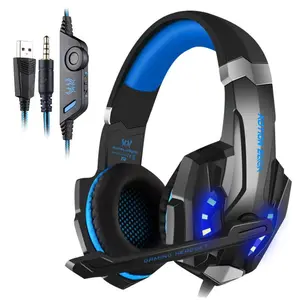 KOTION EACH Wired Gaming Headset, 1 Box Noise Cancelling Over-ear Headphone with LED Light & Mic, Stereo Gaming Headset for PS4 PC Xbox One PS5 Controller, Gaming Equipment